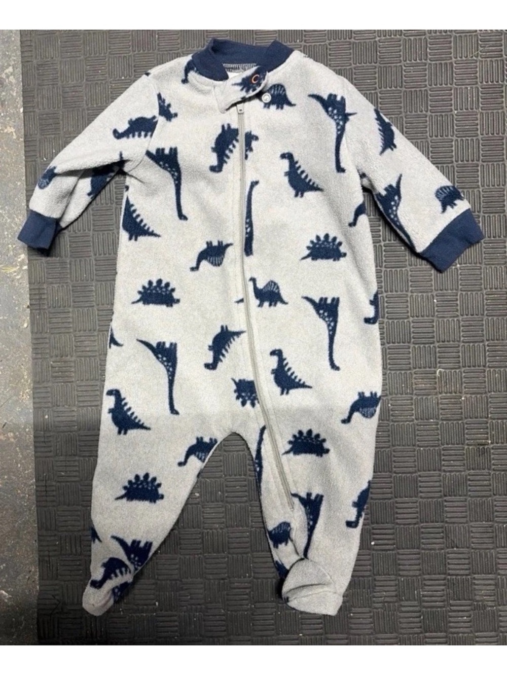 Bon Bebe Navy & gray Dinosaur Footed Pajamas